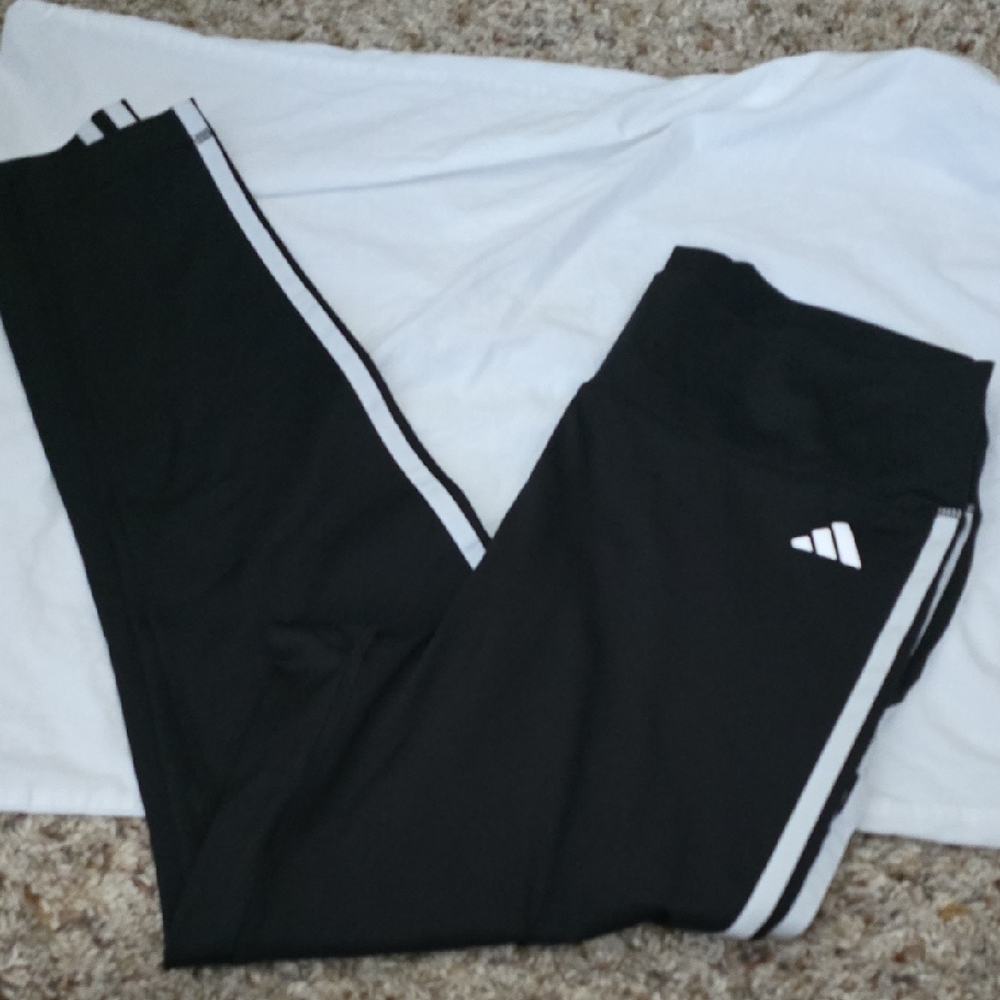 Adidas Black Leggings with White Stripes